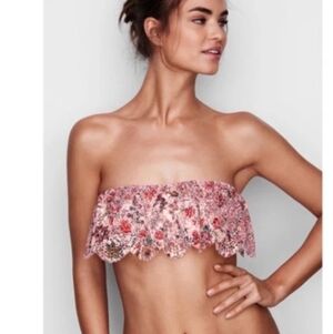 Victoria's Secret Floral Lace Bandeau Bra Top Size SMALL